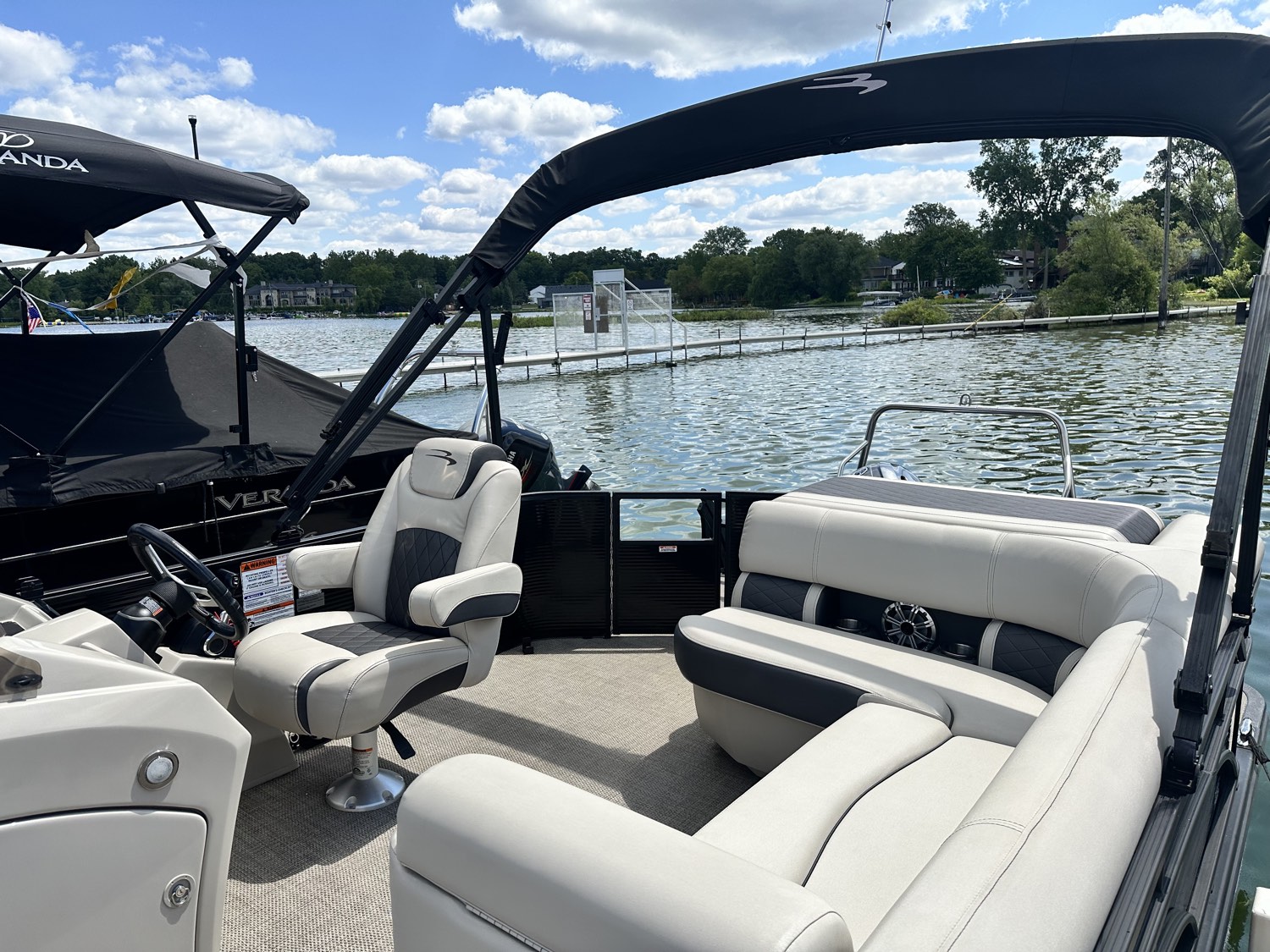 Bennington pontoon helm and seating cleaned on the water
